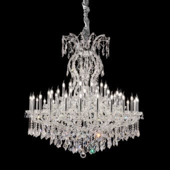 Exceptional Laudarte Tarvos chandelier crafted in palladium with fifty-four lights and clear Asfour crystal pendants