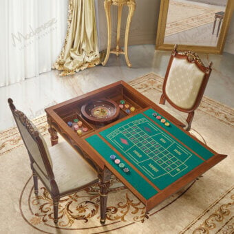Elite Modenese game table crafted from fine wood with vibrant green felt and glossy finish
