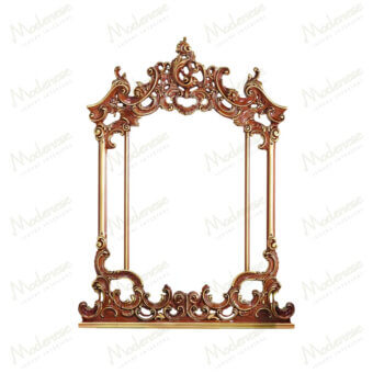 Exquisite Modenese Royal Blend Walnut Mirror crafted in dark brown walnut with golden highlights and glossy sheen