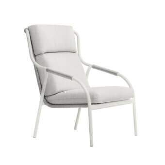 Superior Roberti Rattan Capri relax lounge chair with durable searope and powder-coated aluminum in matte white finish