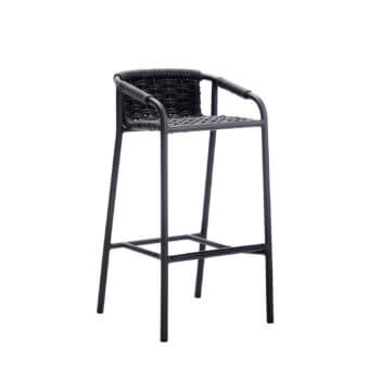 Exceptional Roberti Rattan Capri stool woven with dark gray searope and built with powder-coated aluminum structure