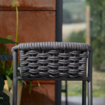 Superior Roberti Rattan Capri stool with durable aluminum frame and round searope in dark gray with matte finish