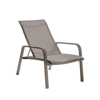 Sophisticated Roberti Rattan Playa lounge chair with aluminum structure and durable Batyline Imo weave in a muted taupe tone