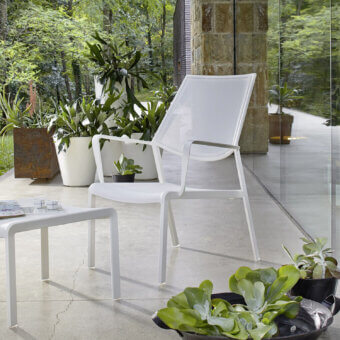 Superior Roberti Rattan Samba Rio lounge chair with powder-coated aluminum and durable textilene in a white finish