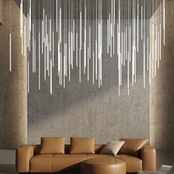Exclusive Stillux The Line 12 suspension lamp with vertical LED tubes and warm white illumination crafted in Stillux’s finishes