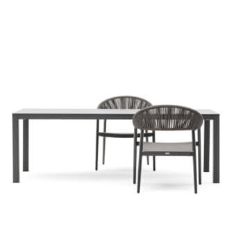Distinguished Varaschin Victor low table with dark gray metal tabletop and legs in a smooth matte finish