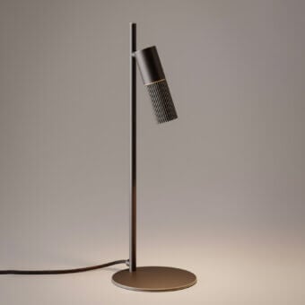Sophisticated VENICEM Beak table lamp with adjustable cylindrical head and burnished brass metal construction