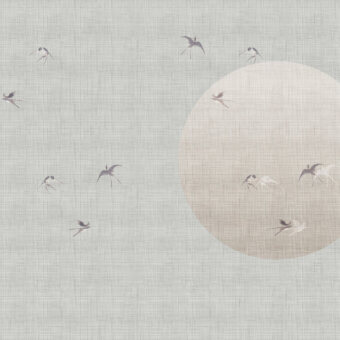 Distinguished Wall&Decò A New Day wallpaper with hand-drawn birds on textured organic bio-vinyl with a fabric-effect d.TW finish