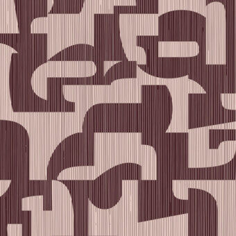 Exceptional Wall&Decò Dettaglio wallpaper displays layered abstract geometric shapes in reddish-brown and pale beige with a fabric-effect d.TW finish
