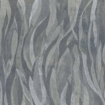 Elegant Wall&Decò Majestic Kelp wallpaper with graceful forms and muted gray water-based resin composition
