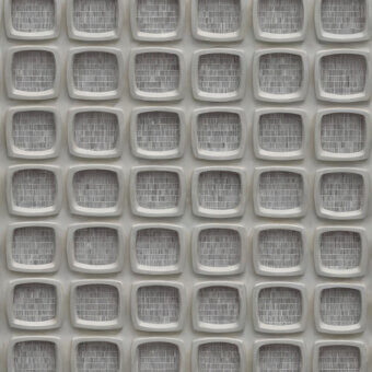 Sophisticated Wall&Decò Namikidori Outdoor Wallpaper with neutral gray modules and a fiberglass fabric construction in a matte finish