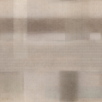 Exceptional Wall&Decò Sussurro wallpaper with fabric-effect finish in muted beige and cream tones creates layered rectangular blocks