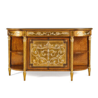 Distinguished Zanaboni B/3750 sideboard crafted in briarwood with gold leaf and ornate floral decorations