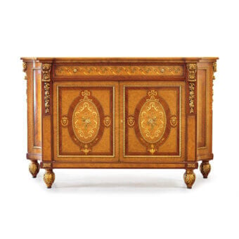 Distinguished Zanaboni B/4611 sideboard inlaid with myrtle briar and mahogany, finished with opulent gold details