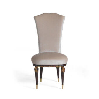 Lavish Zanaboni S/4600 chair with solid wood frame and light beige textile upholstery with gold leaf carvings