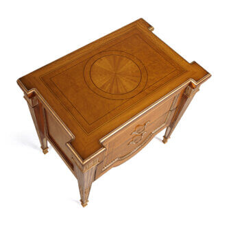 Elegant Zanaboni W048/NT nightstand inlaid with citronnier wood and myrtle briar, exhibiting a glossy finish