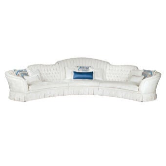 Superior Zanaboni Madison sofa with off-white capitonné upholstery, light-toned cushions and skilled button-tufted detailing