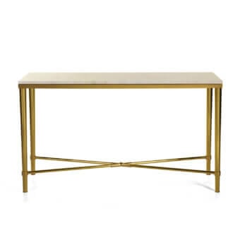Superior Zanaboni T108 console with striking marble top and refined golden metal base crafted with polished surfaces