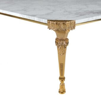 Superior Zanaboni T181/C coffee table with white marble tabletop and gleaming brass base crafted in floral motifs