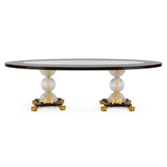 Exclusive Zanaboni T/4600-270 table crafted with ebony tabletop and opulent gold-plated brass legs plus illuminated central element
