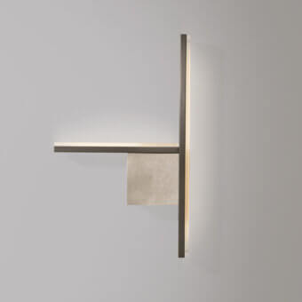 Distinguished VENICEM Essence wall lamp crafted in bronze with integrated STRIP LED lighting and asymmetrical extending arms