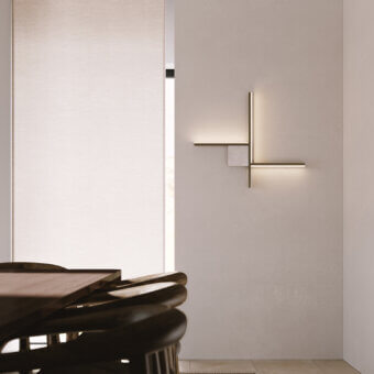 Elegant VENICEM Essence wall lamp with a symmetrical cruciform design in noble pewter and satin finish