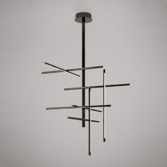 Distinguished VENICEM Kitami LED suspension lamp built in metal with a dark gray satin finish and integrated strip lighting
