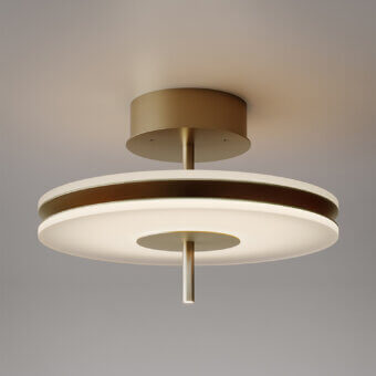 Elegant VENICEM Soul ceiling lamp with layered satin glass and metal discs in a light burnished brass finish