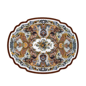 Exquisite Armando Rho A1179 side table crafted in mahogany solids with multicolor floral inlays and polished finish