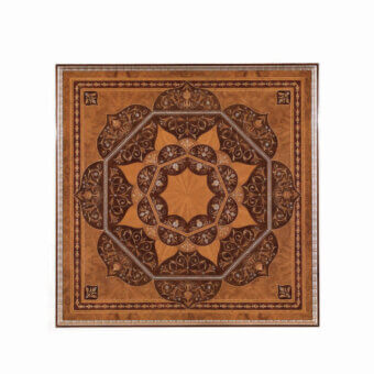 Exquisite Armando Rho A1213 coffee table crafted in walnut Persian burl, California walnut burl, and amboina burl with gold leaf accents