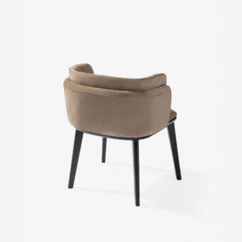 Distinguished Carpanese Home Annette armchair with subtly textured taupe fabric and solid beech wood legs in dark satin finish