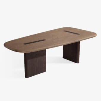 Distinguished Carpanese Home Linea T table crafted in medium-brown ash wood with dark-toned legs and a matte finish