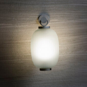 Exceptional Ethimo Lucerna wall lamp crafted in glass and matte-finish metal with a warm 3000K glow and dark gray accents