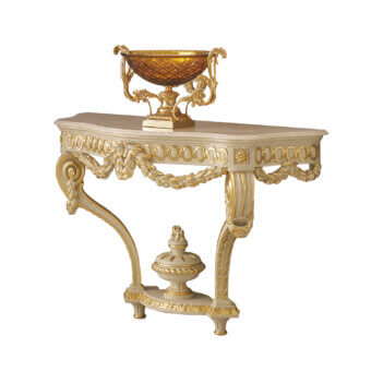 Superior Modenese Imperial Majesty console crafted in ivory with gold leaf detailing and carved floral motifs