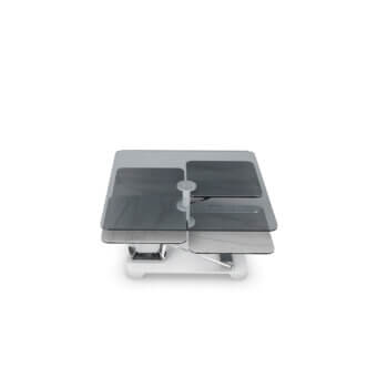 Elegant Naos Altair coffee table with extensible structure in painted steel and five glass tops with contemporary white finish