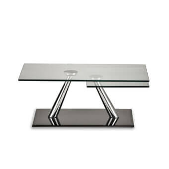 Exceptional Naos Aqui coffee table with synchronized revolving glass tops and dark gray stratified glass base crafted in Italy