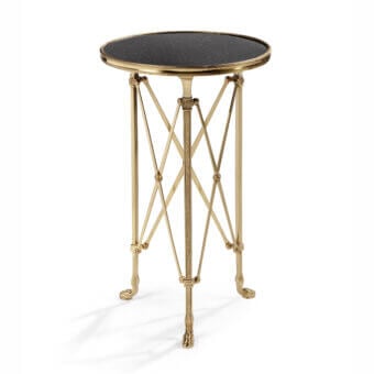 Lavish Provasi 0573 side table crafted with luminous brass and prestigious marble, exhibiting a polished golden finish