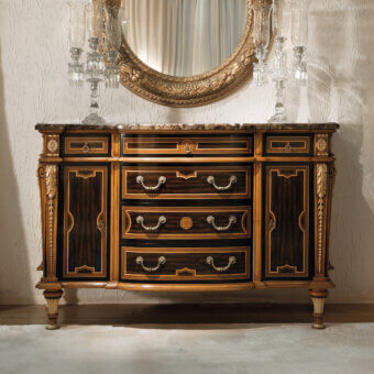 Distinguished Provasi 1225 dresser crafted in noble woods with a glossy finish and a prestigious marble surface