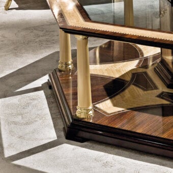 Superior Provasi 1608 coffee table with octagonal form in Palissander and Eucalyptus with glossy finish