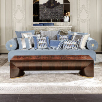 Exceptional Provasi 2518 coffee table crafted in oak with a glossy dark brown finish and sculpted base