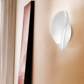 Distinguished Vistosi Balance wall lamp crafted in bright white with a hand-blown glass diffuser and satin smooth finish