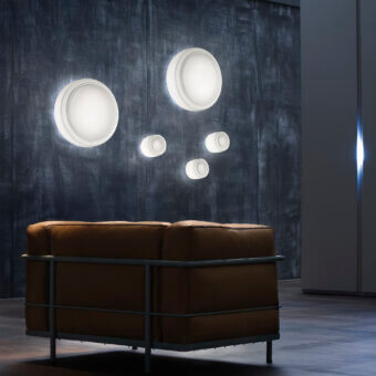 Exceptional Vistosi Bot wall lamp crafted in glossy white glass with a smooth matte finish