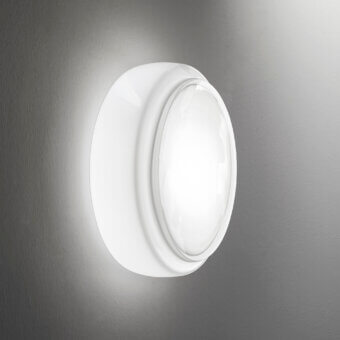 Superior Vistosi Bot wall lamp crafted in glossy white glass providing a radiant glow
