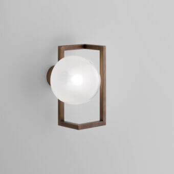 Superior Vistosi Globose wall lamp crafted in metal with opaque white hand-blown glass and dark bronze matte finish