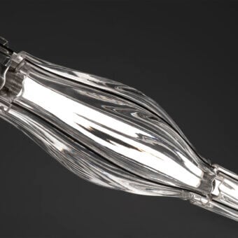 Superior Vistosi Jeff Suspension Lamp crafted in Italy with elongated crystal elements and glossy smooth finish