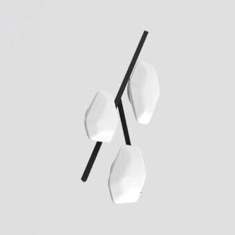 Superior Vistosi Modulor wall lamp with asymmetrical white sculpted shades and sleek black mounting arms in matte finish