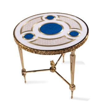 Lavish Zanaboni T195/S side table crafted with brass structure and captivating genuine mother-of-pearl tabletop