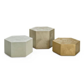 Avant-garde Zanaboni T222 side table with hexagonal silhouette and radiant gold lacquer finish