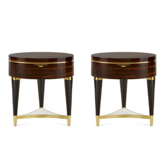 Lavish Zanaboni A/302-NT nightstand built in ebony and ziricote woods with polished brass accents and a precious marble insert