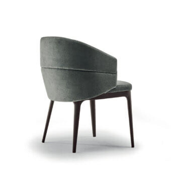 Distinguished Zanaboni Alma armchair with ash wood base and premium textured textile in a muted gray-green hue
